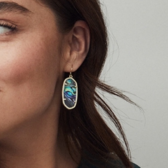 NEW Kendra Scott Gold Abalone Shell Elle Drop Earrings - Picture 2 of 8